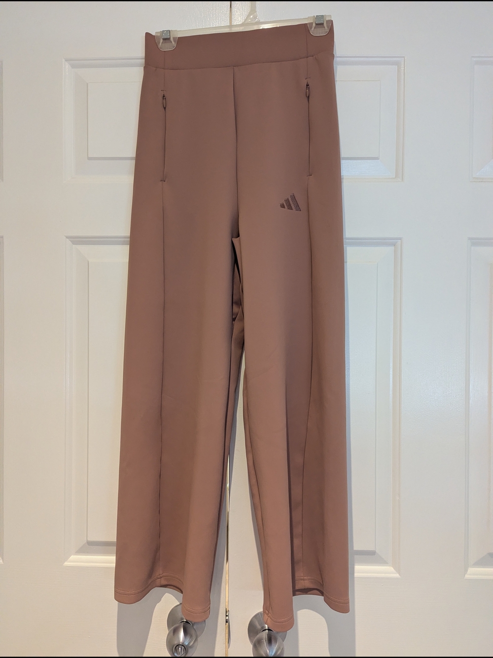 adidas Womens Dusty Rose High Waist Wide-Leg Track Yoga Pants Athleisure XS